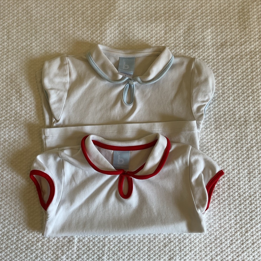 White Baby Tees with Red and Blue Trim